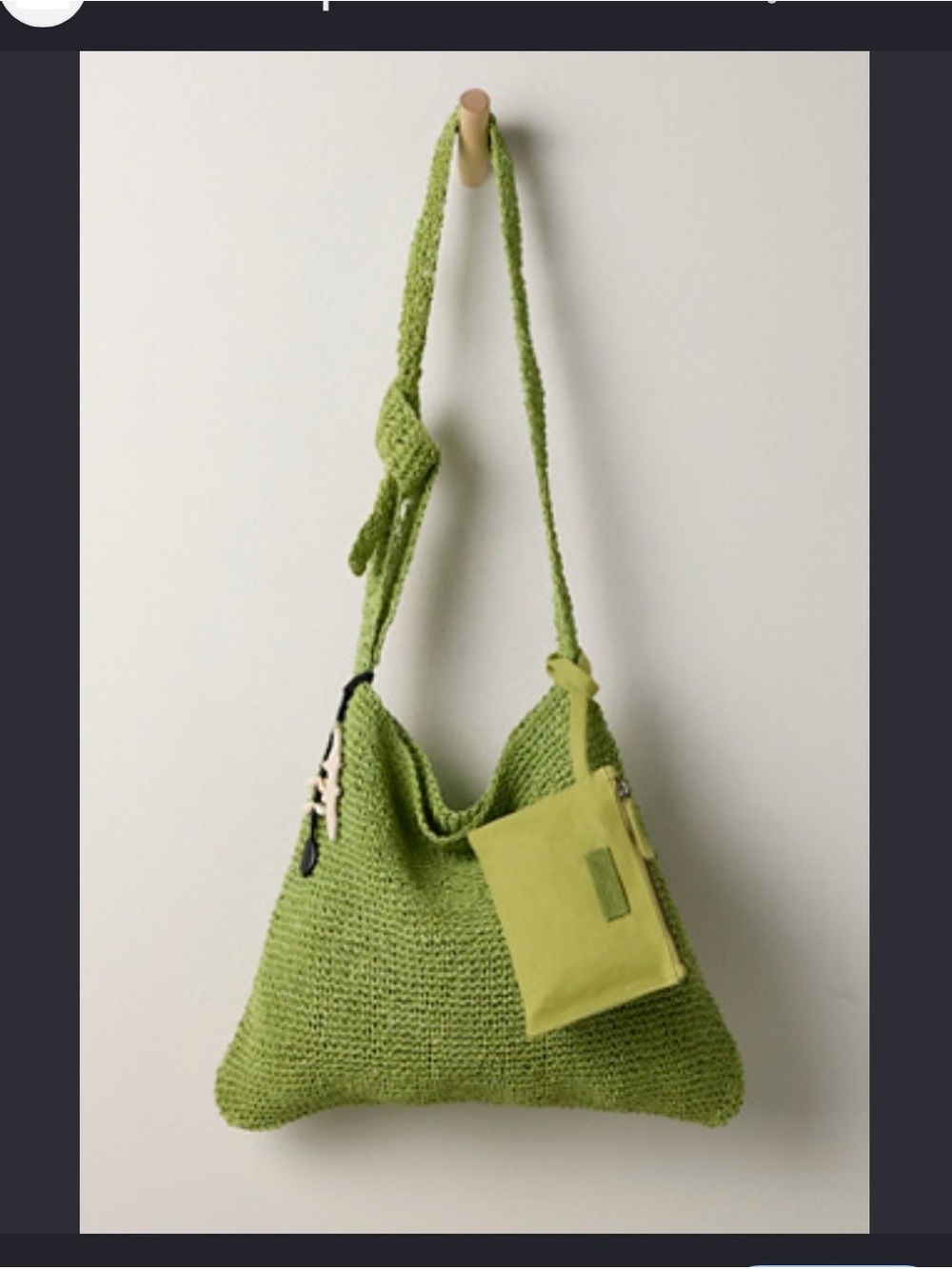 Free People Lime Green Knit Shoulder Bag with Pouch